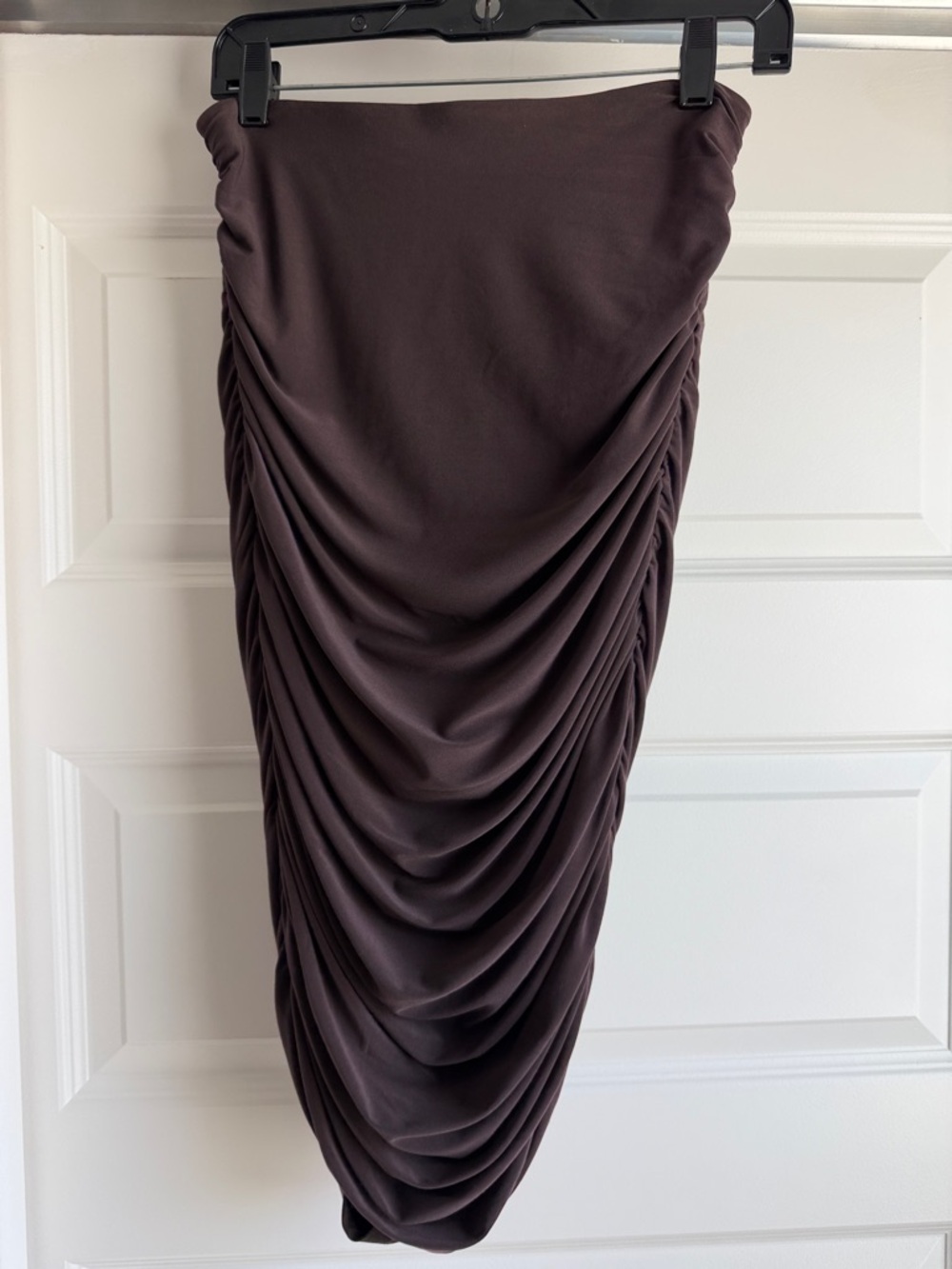 Express Draped Pencil Skirt in Dark Brown